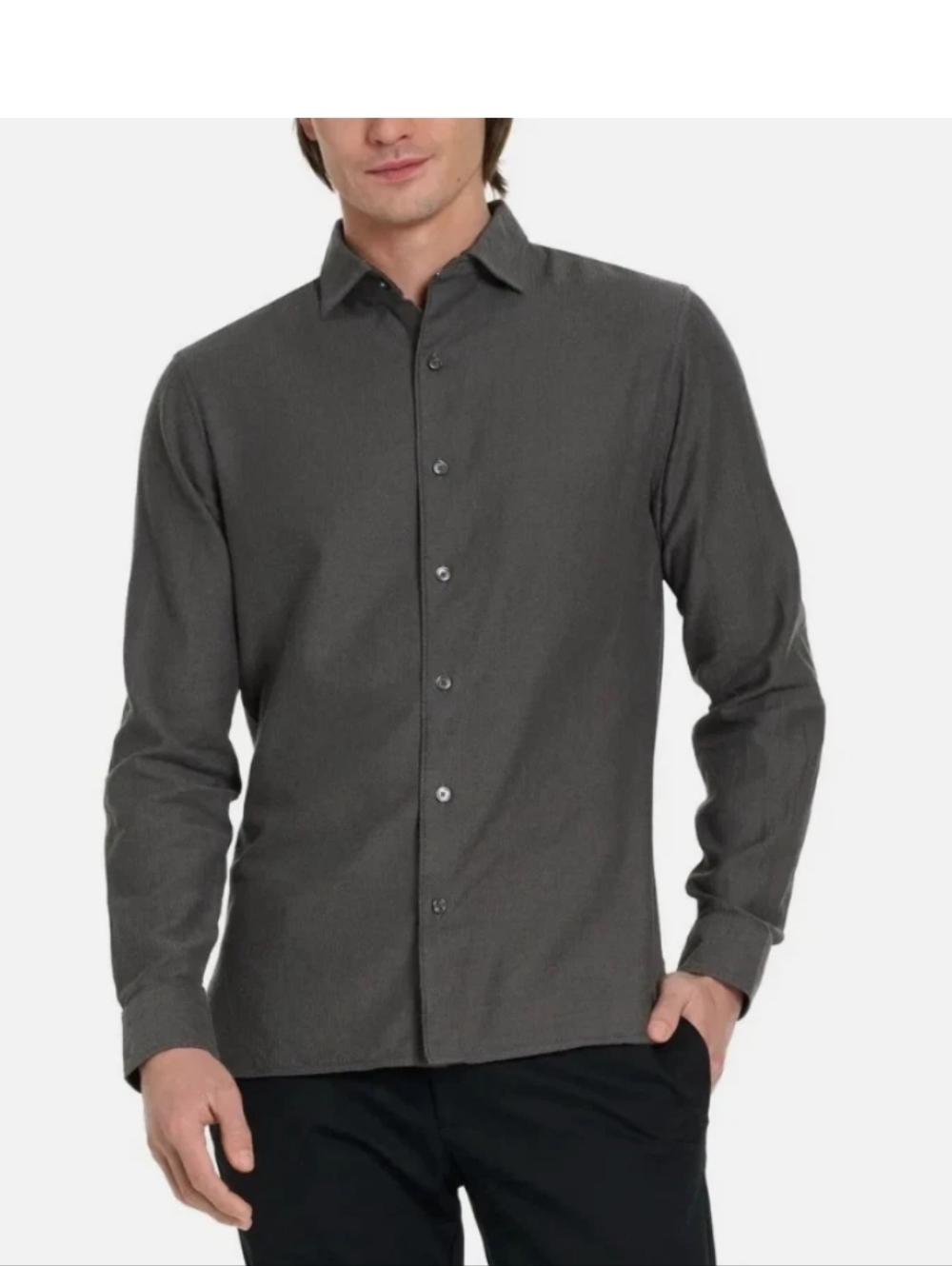 NWT Ted Baker Men's Long Sleeve Button-Up Shirt Black/Gray 100% Cotton Size M